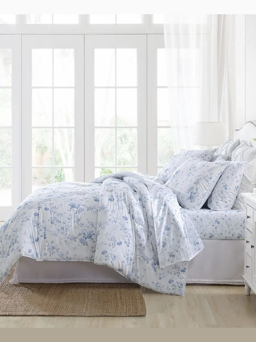 Комплект постельного белья Belinda Cotton, двусторонний, 2 предмета, размер Twin Laura Ashley — изображение 4 из 10, синий