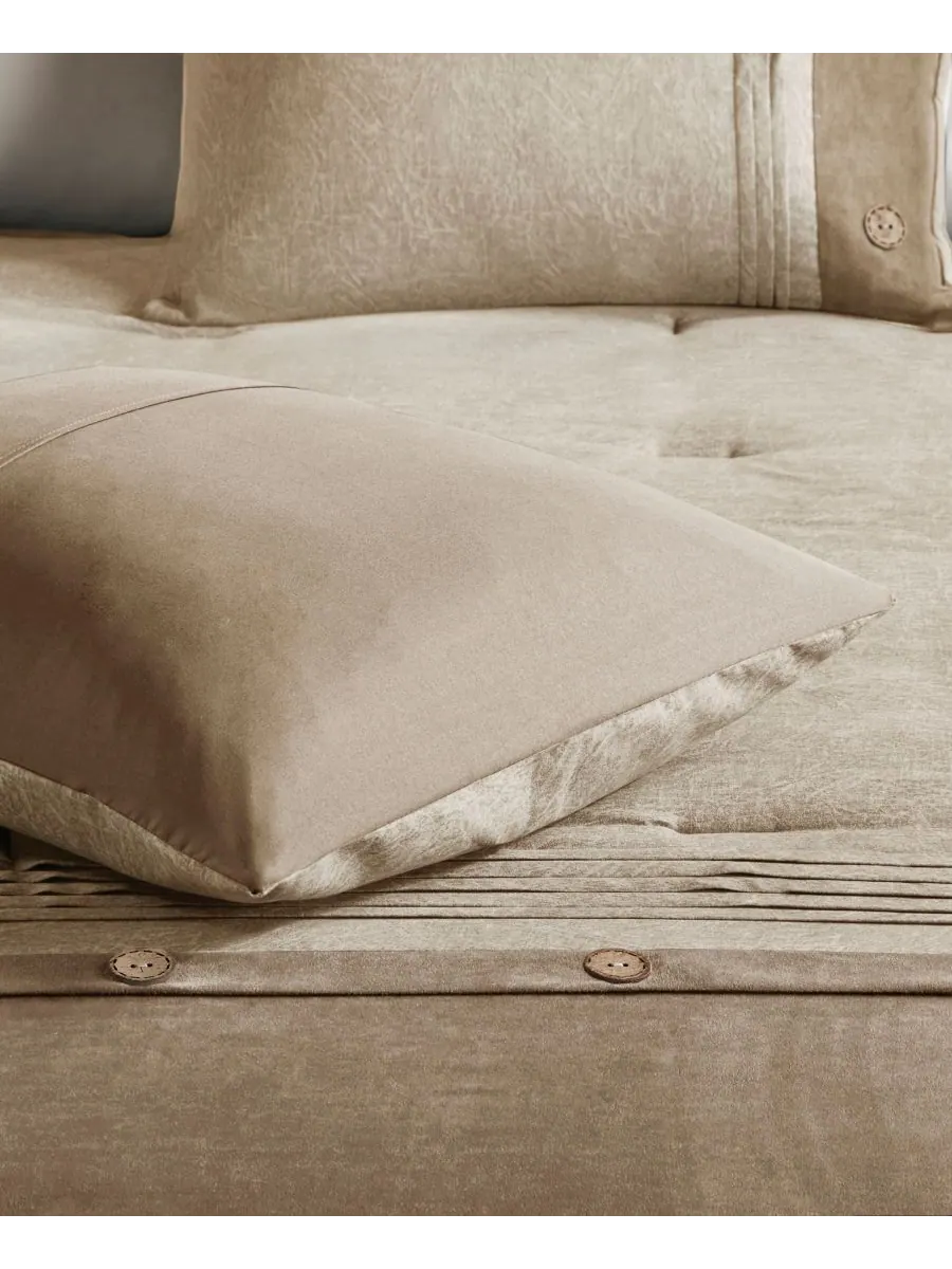 Комплект постельного белья Boone Microsuede из 7 предметов, размер King Madison Park — изображение 9 из 10, бежевый