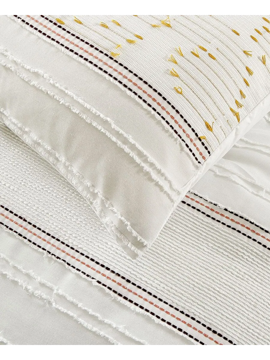 Комплект постельного белья Ferdinico Stripe из 7 предметов, размер King Stratford Park — изображение 5 из 7, белый желтый