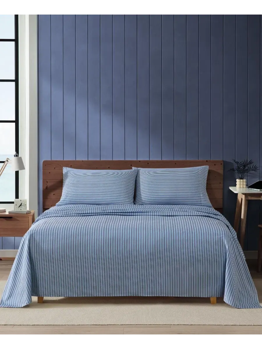 Комплект простыней Alden Stripe Printed Microfiber 4-Pc. Sheet Set, Full Nautica — изображение 2 из 4, синий море