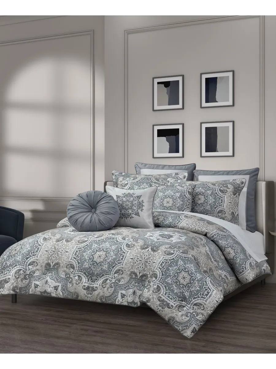Комплект постельного белья Lisbon Damask из 3 предметов, размер King/California King Royal Court — изображение 1 из 5, серый