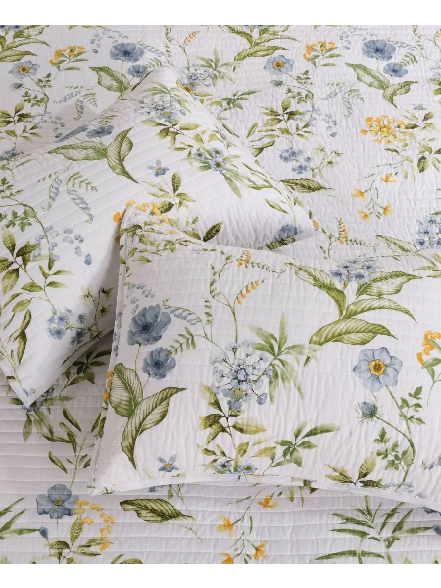 Комплект постельного белья Viviana Watercolor Floral из 3 предметов, размер Full/Queen Levtex — изображение 4 из 5, синий
