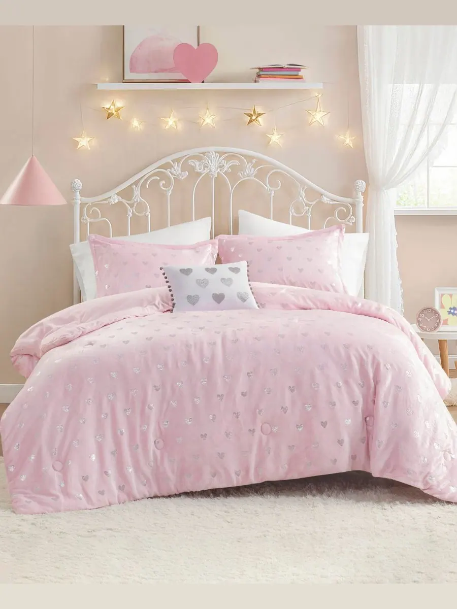 Комплект постельного белья Rosalie Metallic Heart из 3 предметов, размер Twin/Twin XL Intelligent