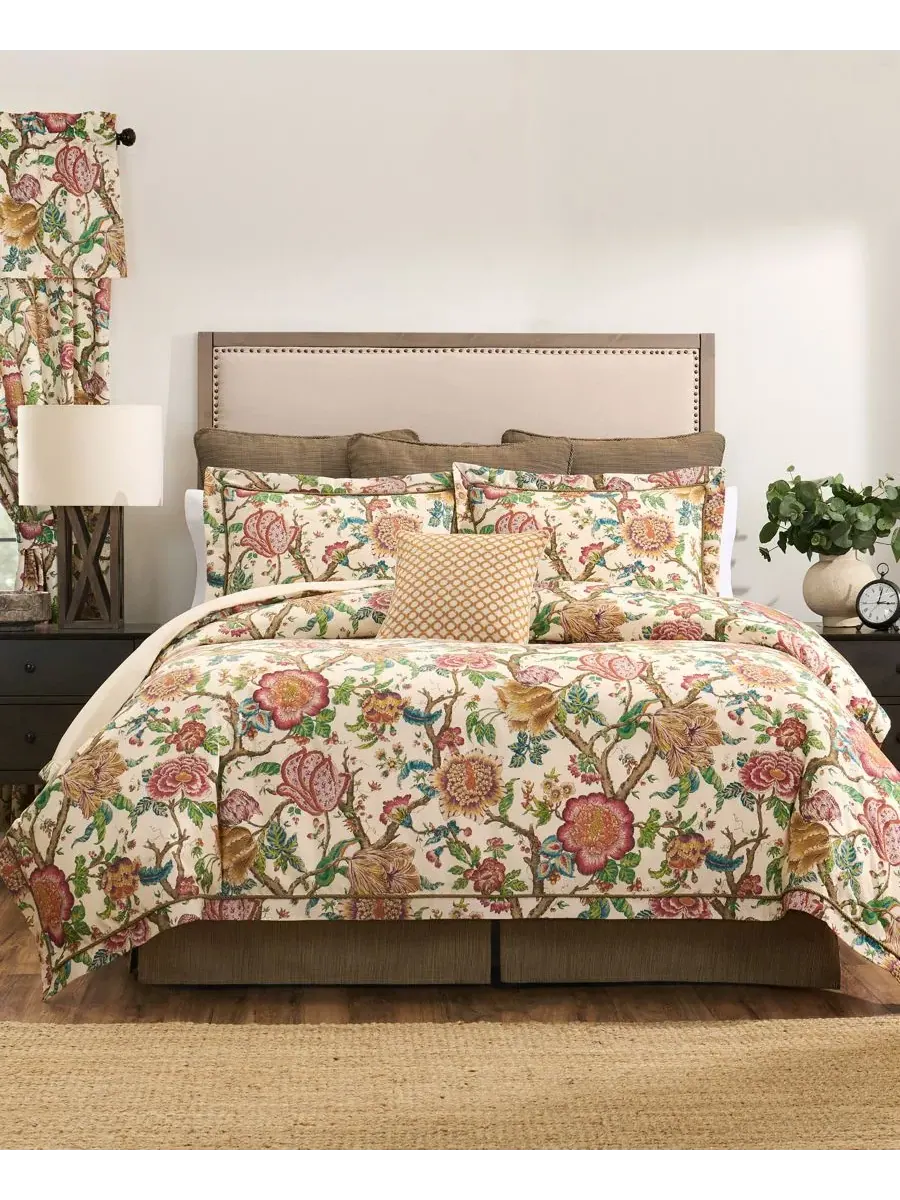 Комплект постельного белья Bronte Floral из 4 предметов, размер Queen Rose Tree, сливочный — бежевый