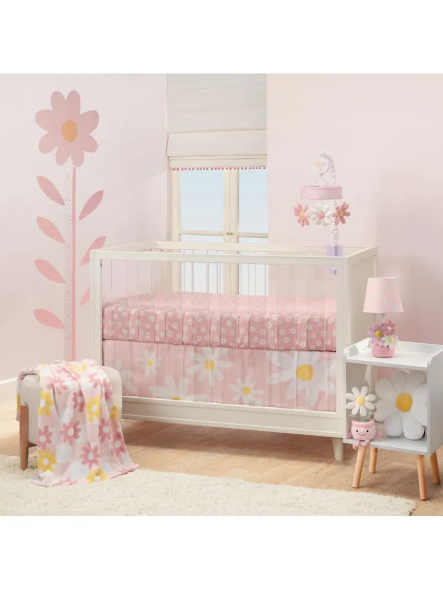 Дышащая простыня Daisy Dreams из 100% хлопка для детской кроватки/малыша Lambs & Ivy — изображение 5 из 6, розовый