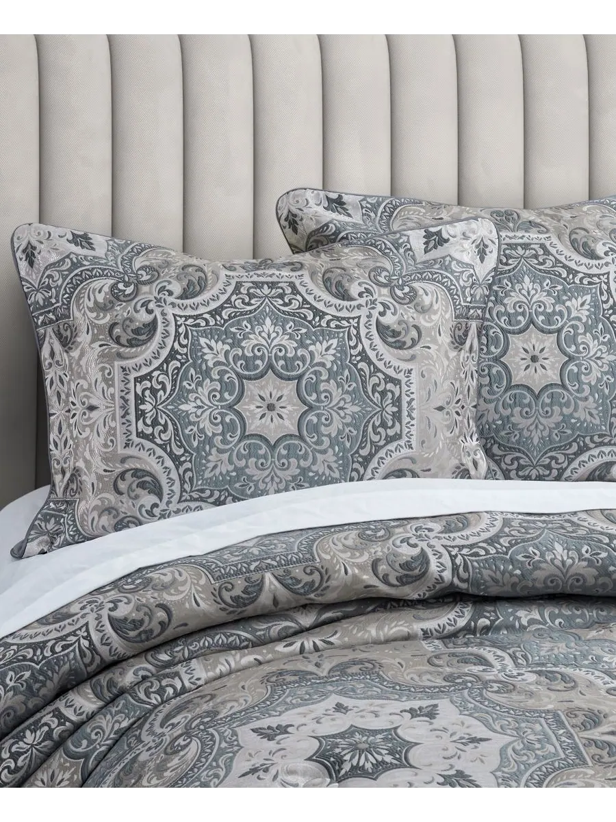 Комплект постельного белья Lisbon Damask из 3 предметов, размер Full/Queen Royal Court — изображение 2 из 5, серый