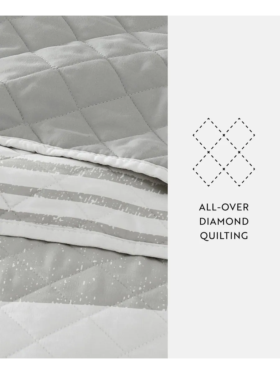 Комплект постельного белья из 3 предметов, двусторонний, с летним рисунком в полоску, размер — изображение 3 из 10
