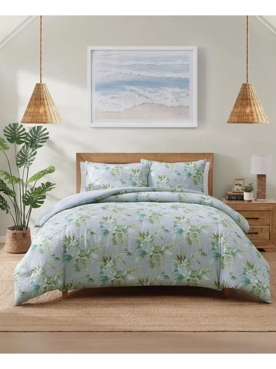 Комплект стеганого одеяла с пододеяльником и наволочками Floral Enchantment Cotton Reversible 3-Pc — изображение 1 из 8