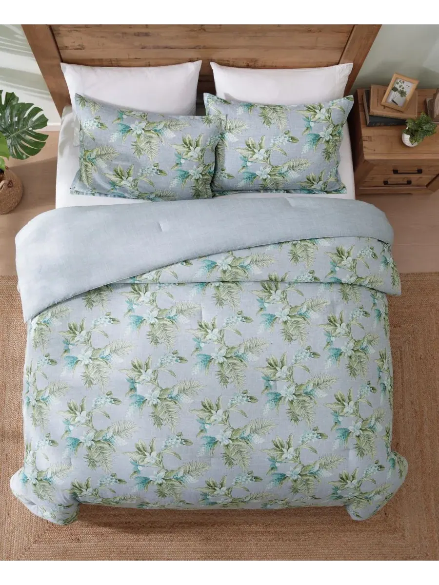 Комплект стеганого одеяла с пододеяльником и наволочками Floral Enchantment Cotton Reversible 3-Pc — изображение 3 из 8