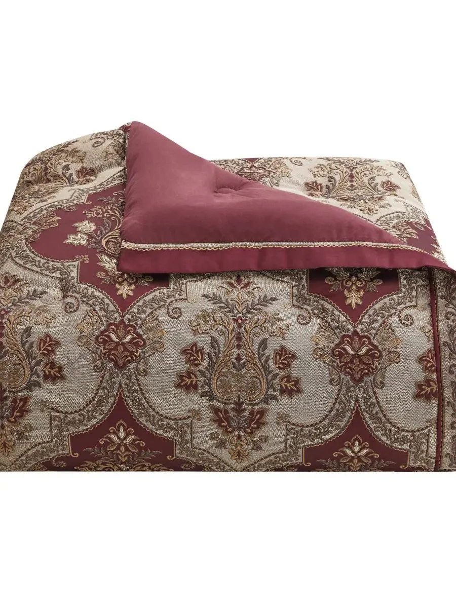 Комплект стеганого одеяла Phyllis Woven Damask, 4 предмета, King J Queen New York — изображение 5 из 8, бордо
