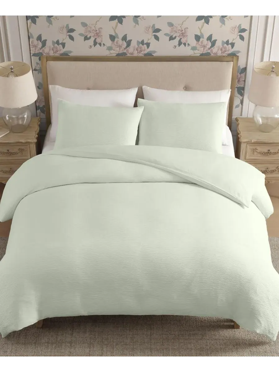 Комплект постельного белья из жатой марли, 3 предмета, размер Queen Laura Ashley — изображение 3 из 8, зеленый