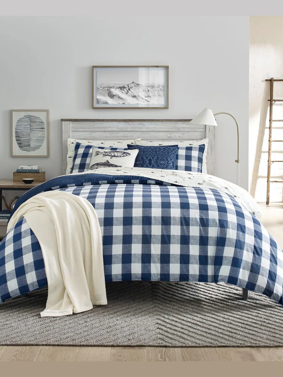 Комплект постельного белья Lakehouse Plaid из 3 предметов, размер Twin Eddie Bauer — изображение 1 из 5, синий