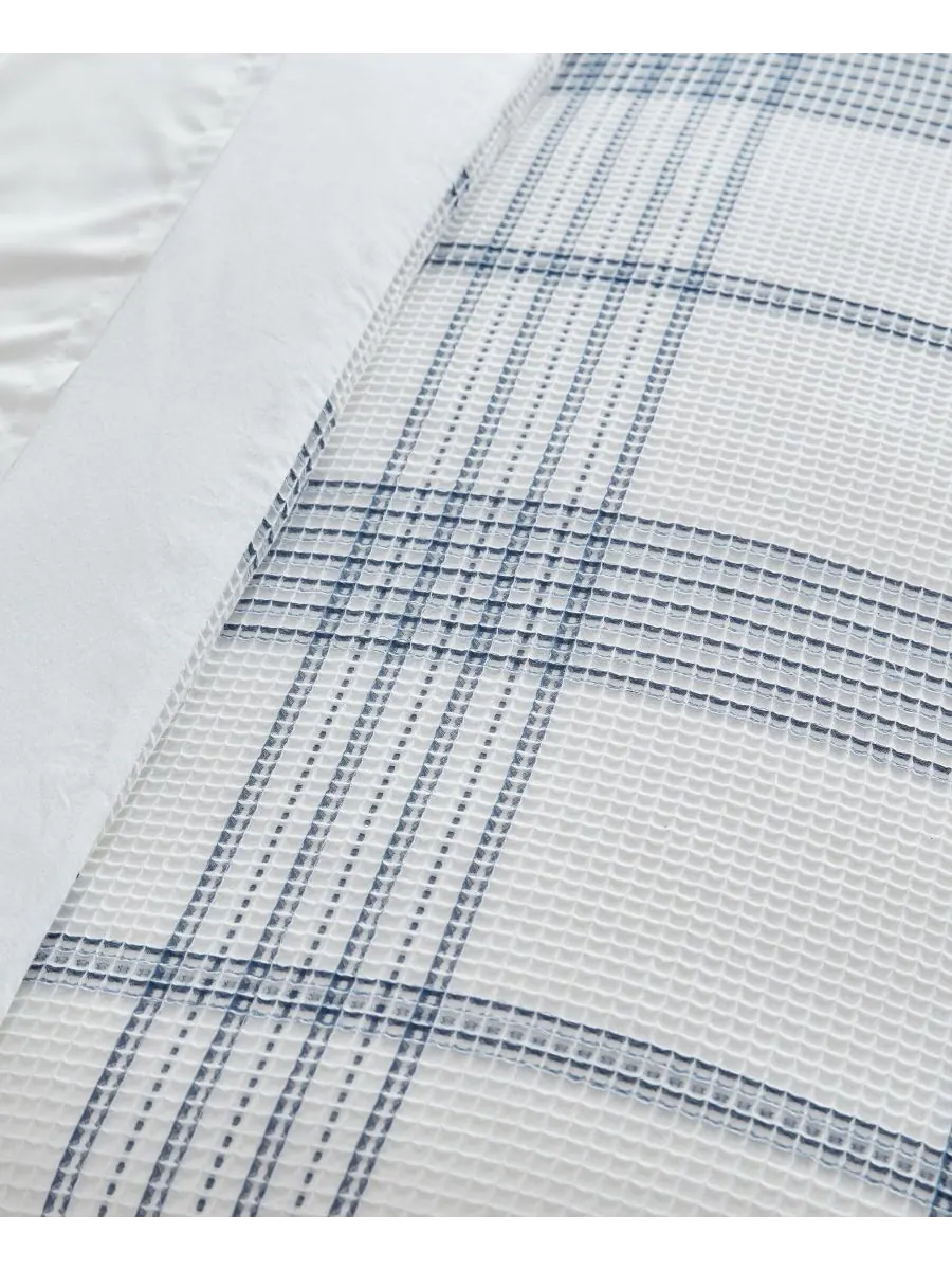 Комплект постельного белья Home Waffle Plaid, 2 предмета, размер Twin Levtex — изображение 5 из 6, темно-синий