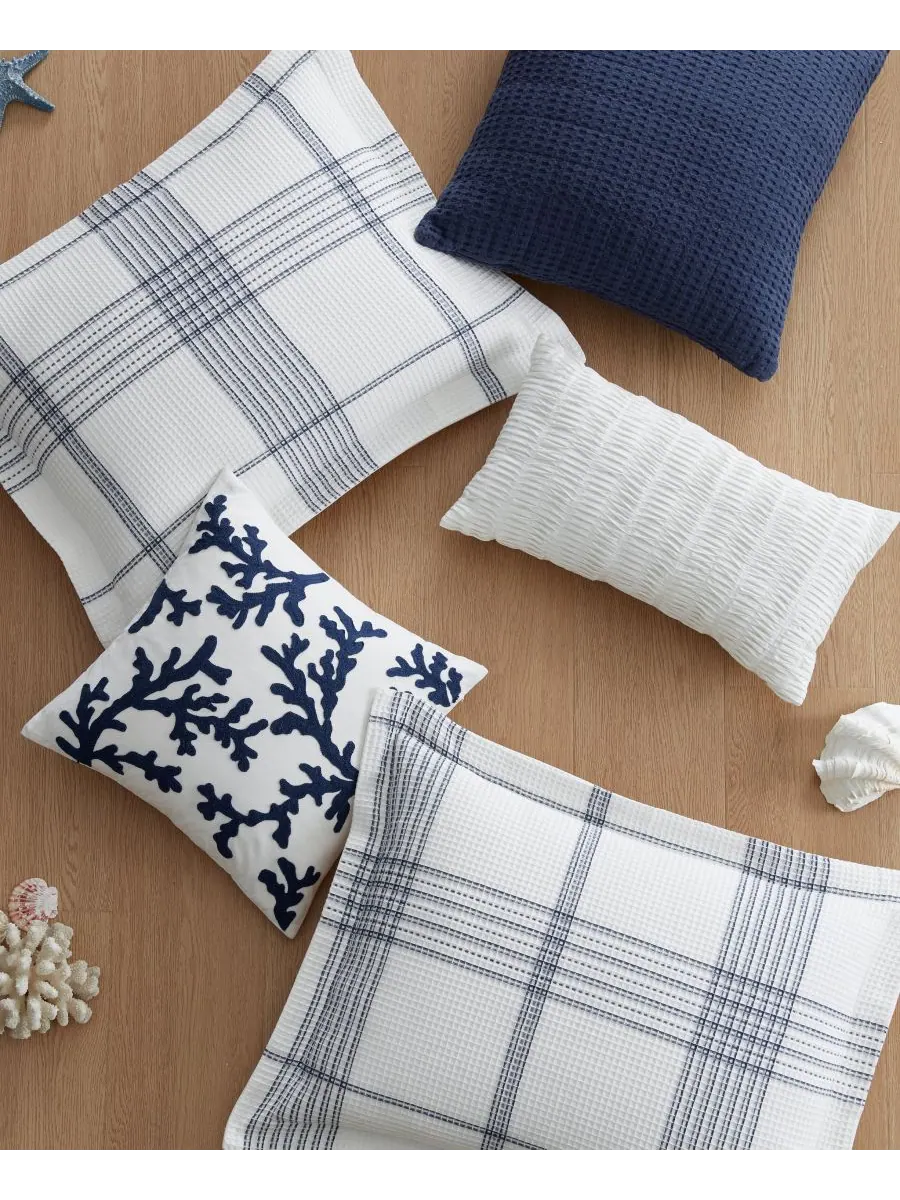 Комплект постельного белья Home Waffle Plaid, 2 предмета, размер Twin Levtex — изображение 6 из 6, темно-синий