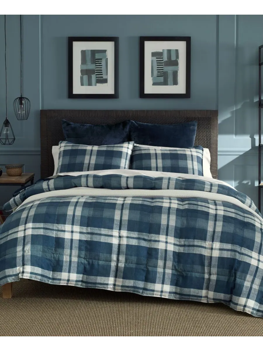 Комплект постельного белья Crossview Plaid Microseumed из 3 предметов, размер Full/Queen Nautica — изображение 2 из 5