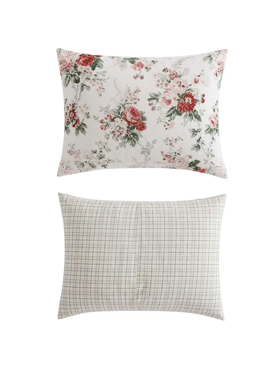 Комплект постельного белья Ashfield из фланели, 2 предмета, размер Twin Laura Ashley — изображение 2 из 9, красный зеленый