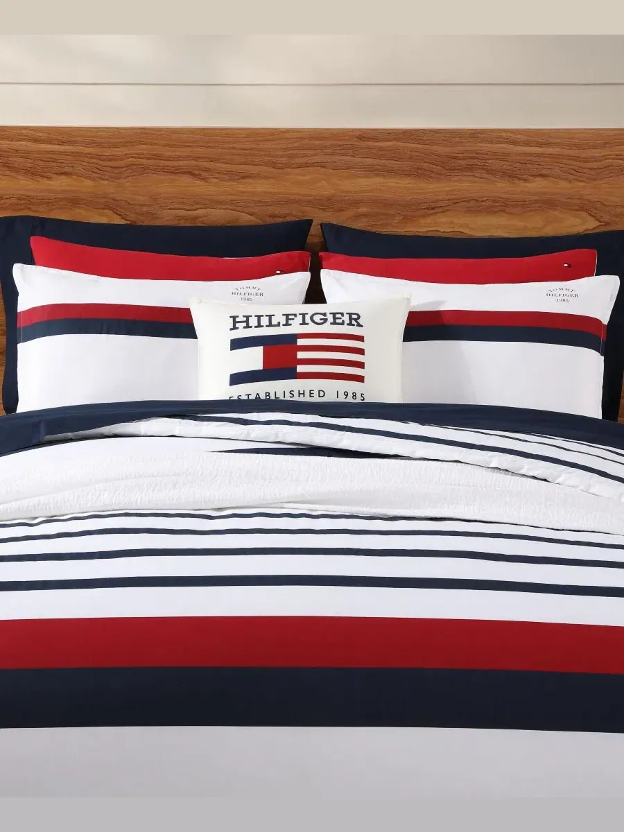 Комплект пододеяльника Tommy Classic Stripe Cotton Reversible 3-Pc. Duvet Cover Set, Full/Queen — изображение 4 из 10