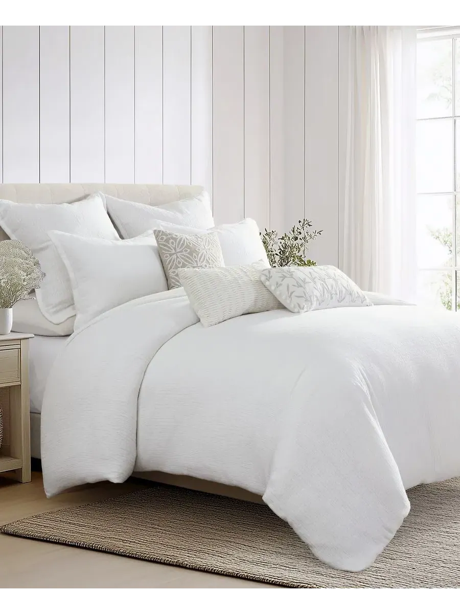 Комплект стеганого хлопкового пододеяльника с текстурой Matelasse, 3 предмета, Queen Levtex Home — изображение 1 из 9, белый