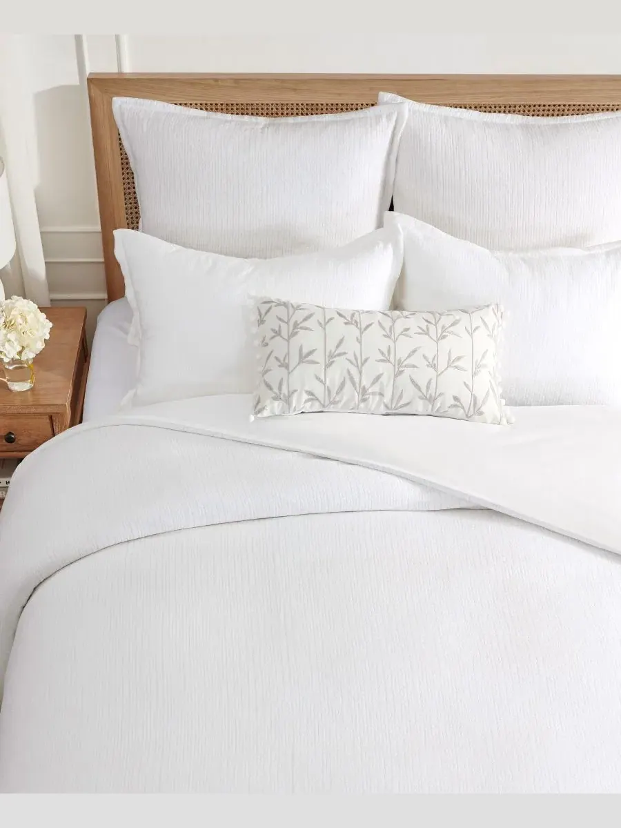 Комплект стеганого хлопкового пододеяльника с текстурой Matelasse, 3 предмета, Queen Levtex Home — изображение 3 из 9, белый