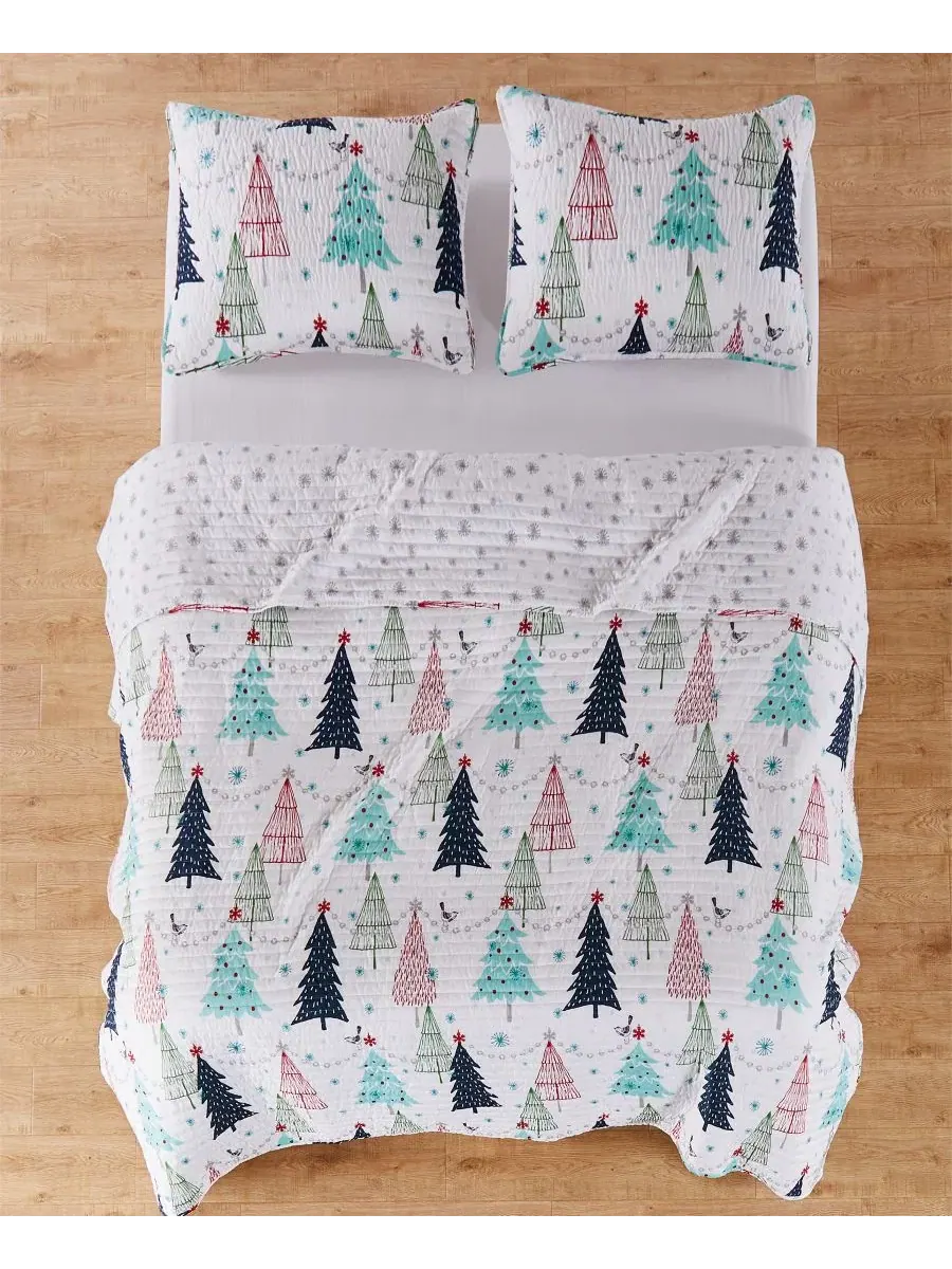 Стеганое одеяло White Pine Whimsical Trees, 2-предметный комплект, Twin/Twin XL Levtex Home — изображение 5 из 6, белый