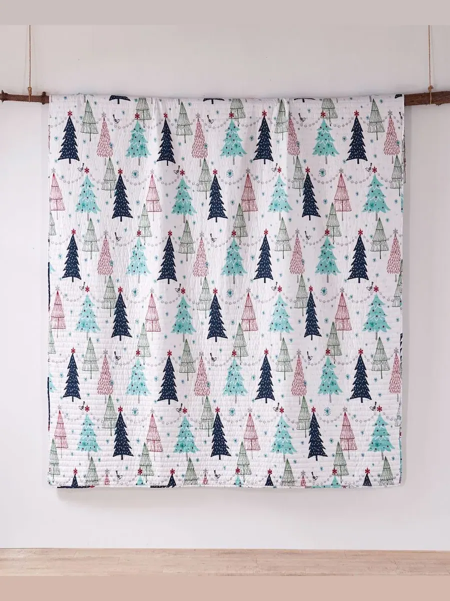 Стеганое одеяло White Pine Whimsical Trees, 2-предметный комплект, Twin/Twin XL Levtex Home — изображение 6 из 6, белый