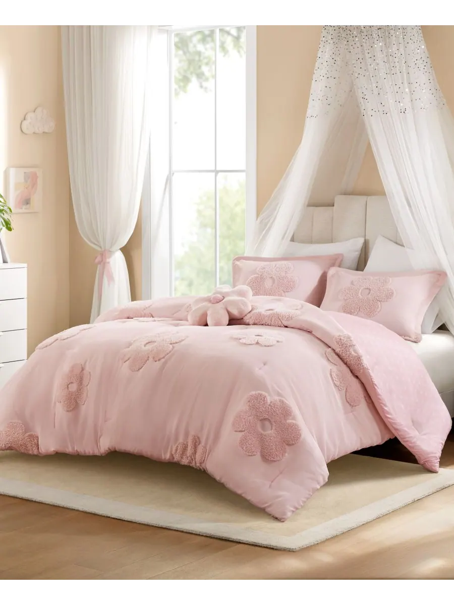 Комплект постельного белья Intelligent Design Gracie Floral Reversible из 4 предметов, размер — изображение 3 из 10, розовый