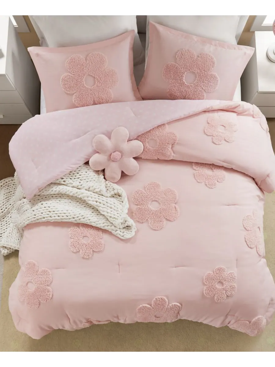 Комплект постельного белья Intelligent Design Gracie Floral Reversible из 4 предметов, размер — изображение 4 из 10, розовый