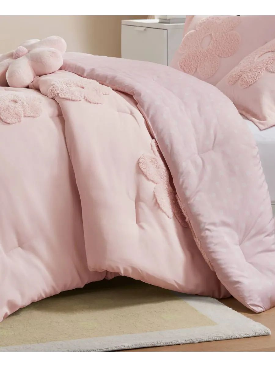 Комплект постельного белья Intelligent Design Gracie Floral Reversible из 4 предметов, размер — изображение 9 из 10, розовый