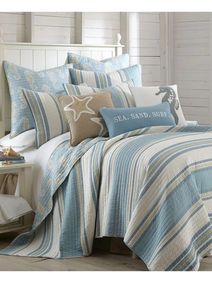 Комплект постельного белья Maui Stripe, 3 предмета, двусторонний, размер King Levtex — изображение 1 из 1, синий