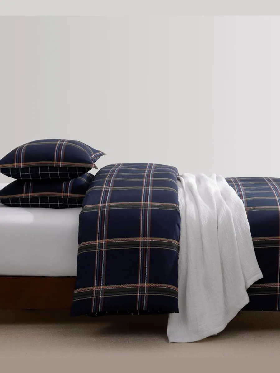 Tommy Hilfiger комплект постельного белья Beacon Plaid из хлопка размер Twin, 2 предмета — изображение 3 из 7, синий