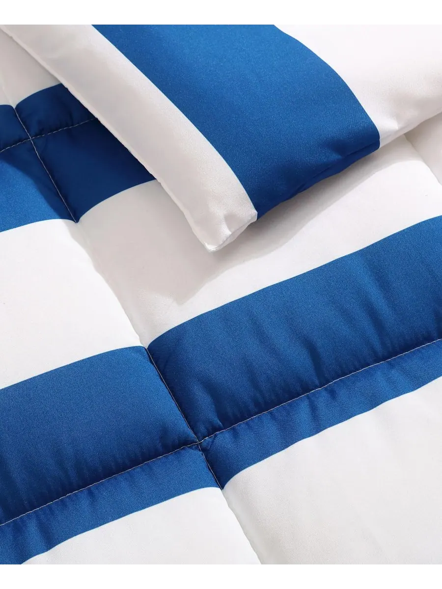 Комплект постельного белья Huck Stripe из микрофибры, 4 предмета, размер Full/Queen Nautica — изображение 4 из 10, синий