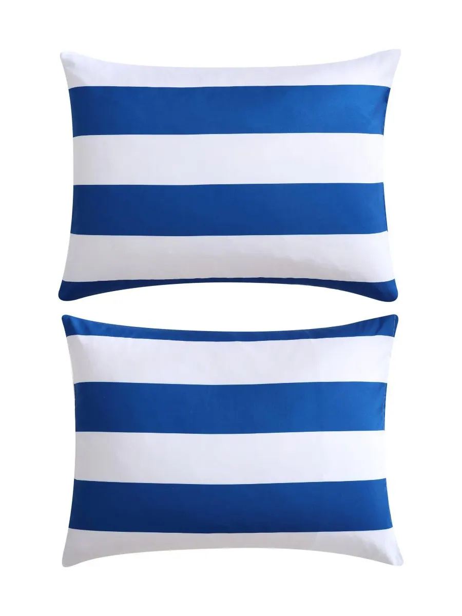 Комплект постельного белья Huck Stripe из микрофибры, 4 предмета, размер Full/Queen Nautica — изображение 7 из 10, синий