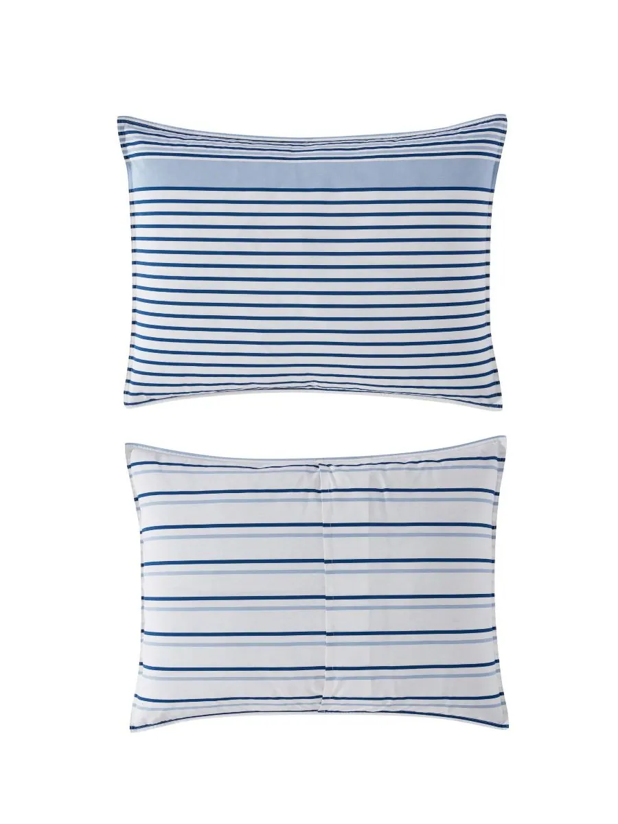 Комплект постельного белья Cooper Stripe из хлопка, двусторонний, 2 предмета, размер Twin Eddie — изображение 8 из 9, синий