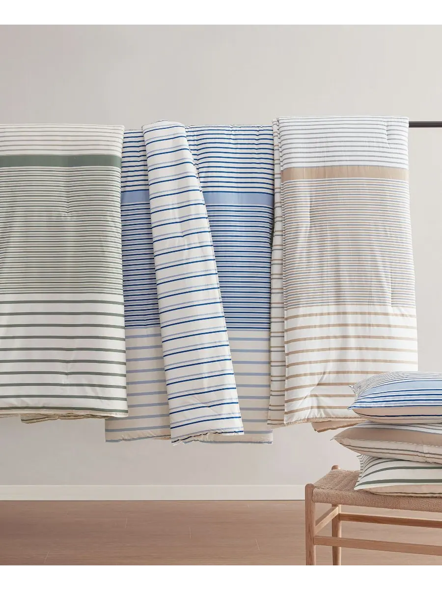 Комплект постельного белья Cooper Stripe из хлопка, двусторонний, 2 предмета, размер Twin Eddie — изображение 9 из 9, синий