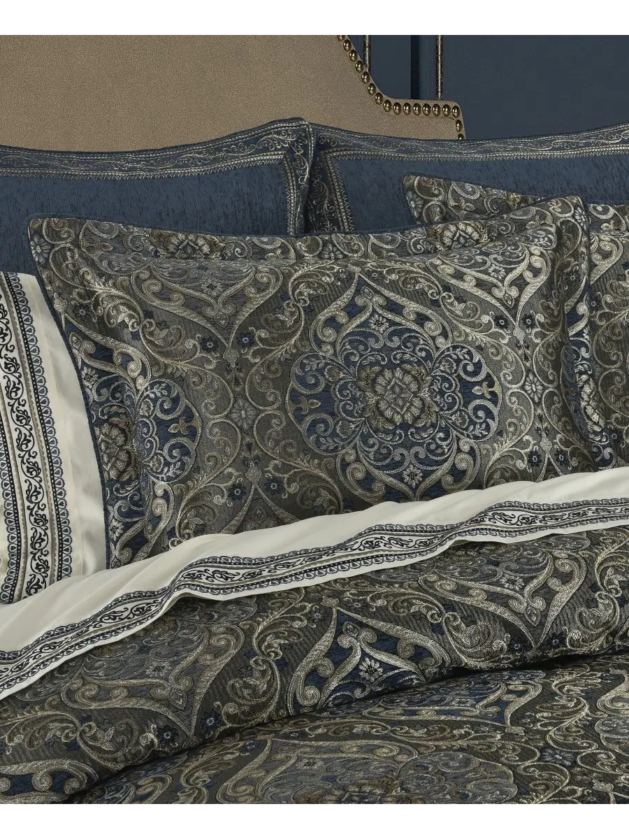 Комплект постельного белья weston damask из 4 предметов, размер king J Queen New York — изображение 2 из 3, синий