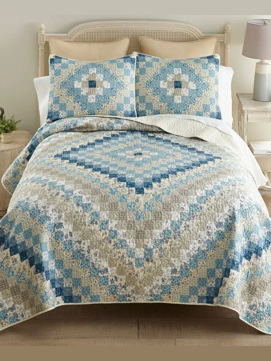Комплект стеганых одеял Diamond Ultra-Comfort, 3 предмета, Queen Donna Sharp — изображение 2 из 5, синий
