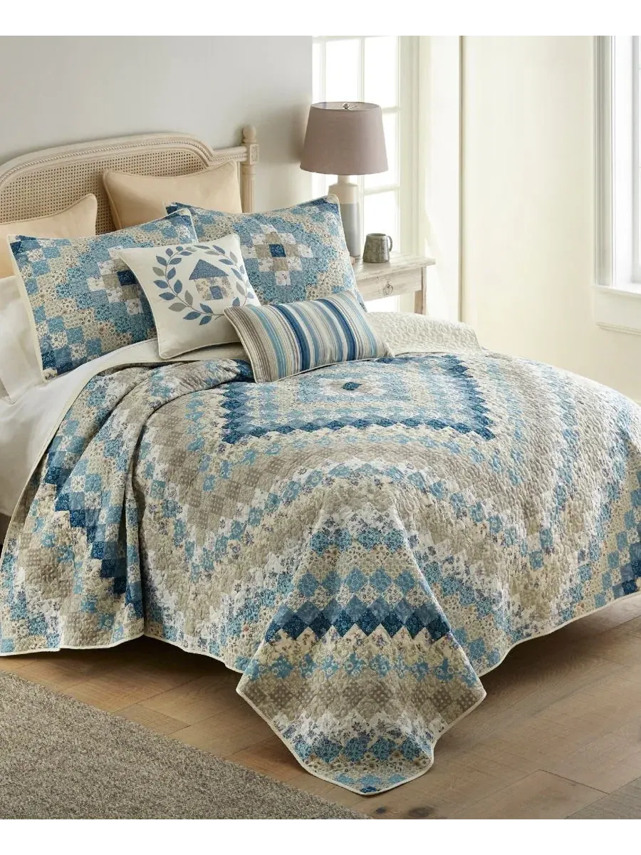 Комплект стеганых одеял Diamond Ultra-Comfort, 3 предмета, Queen Donna Sharp — изображение 3 из 5, синий