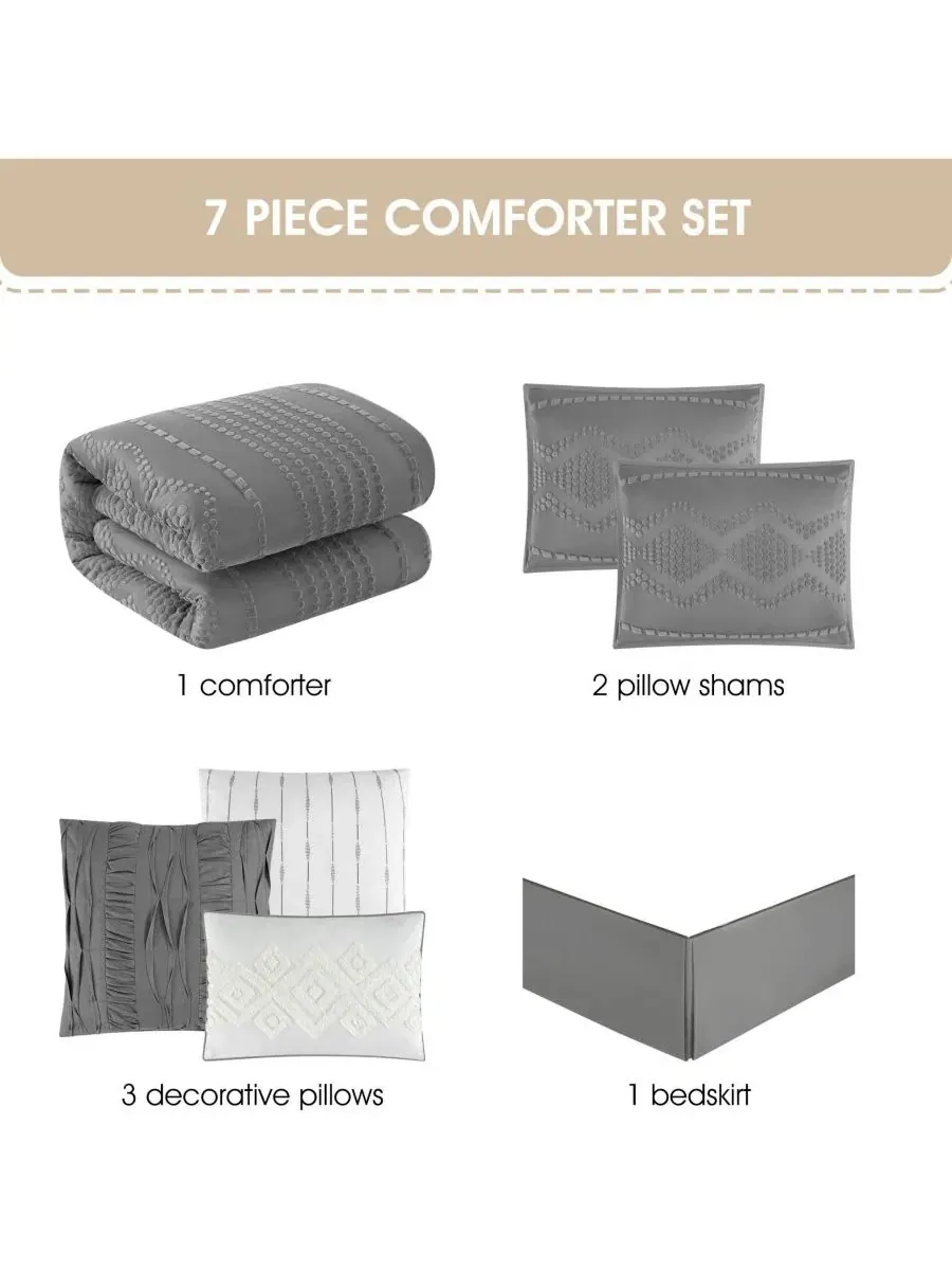 Комплект постельного белья Waverly Geometric 7-Pc, Queen Stratford Park — изображение 4 из 6, серый