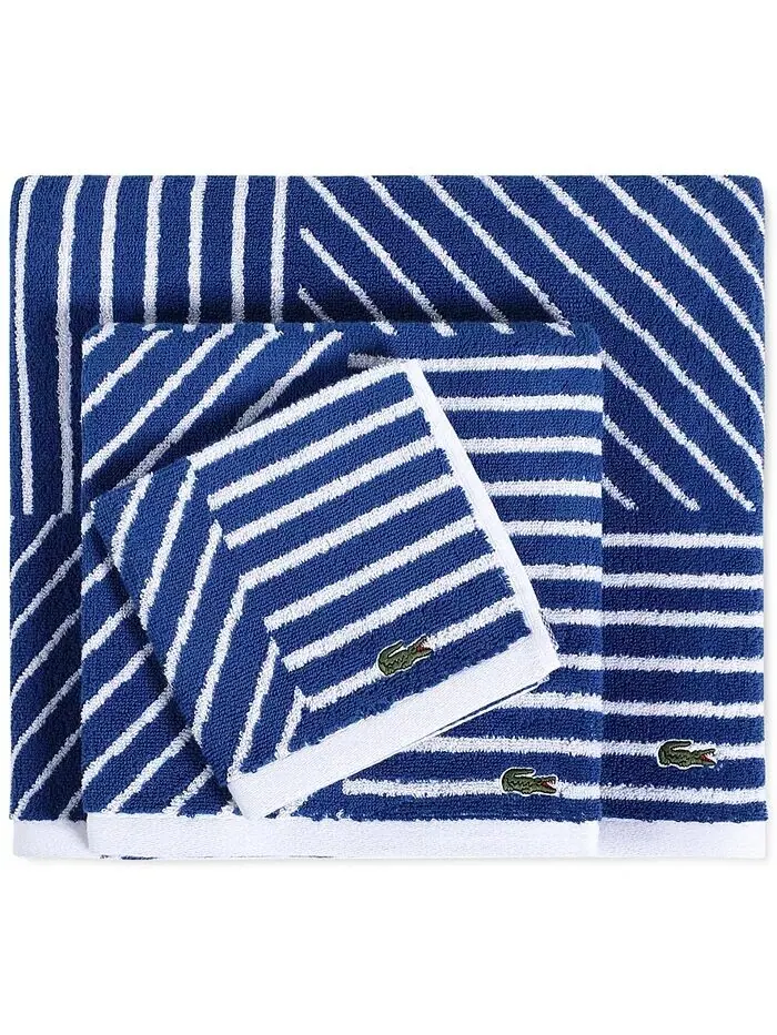 Банное полотенце Lacoste Home Guethary с узором — изображение 2 из 2, синий