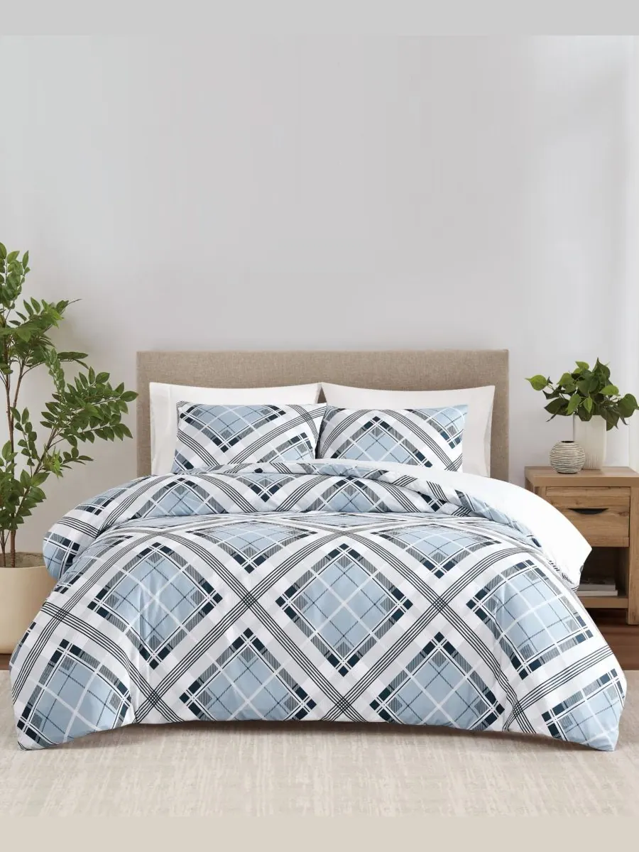 Комплект постельного белья Lars Plaid из 3 предметов, размер Full/Queen Truly Soft — изображение 5 из 6, синий