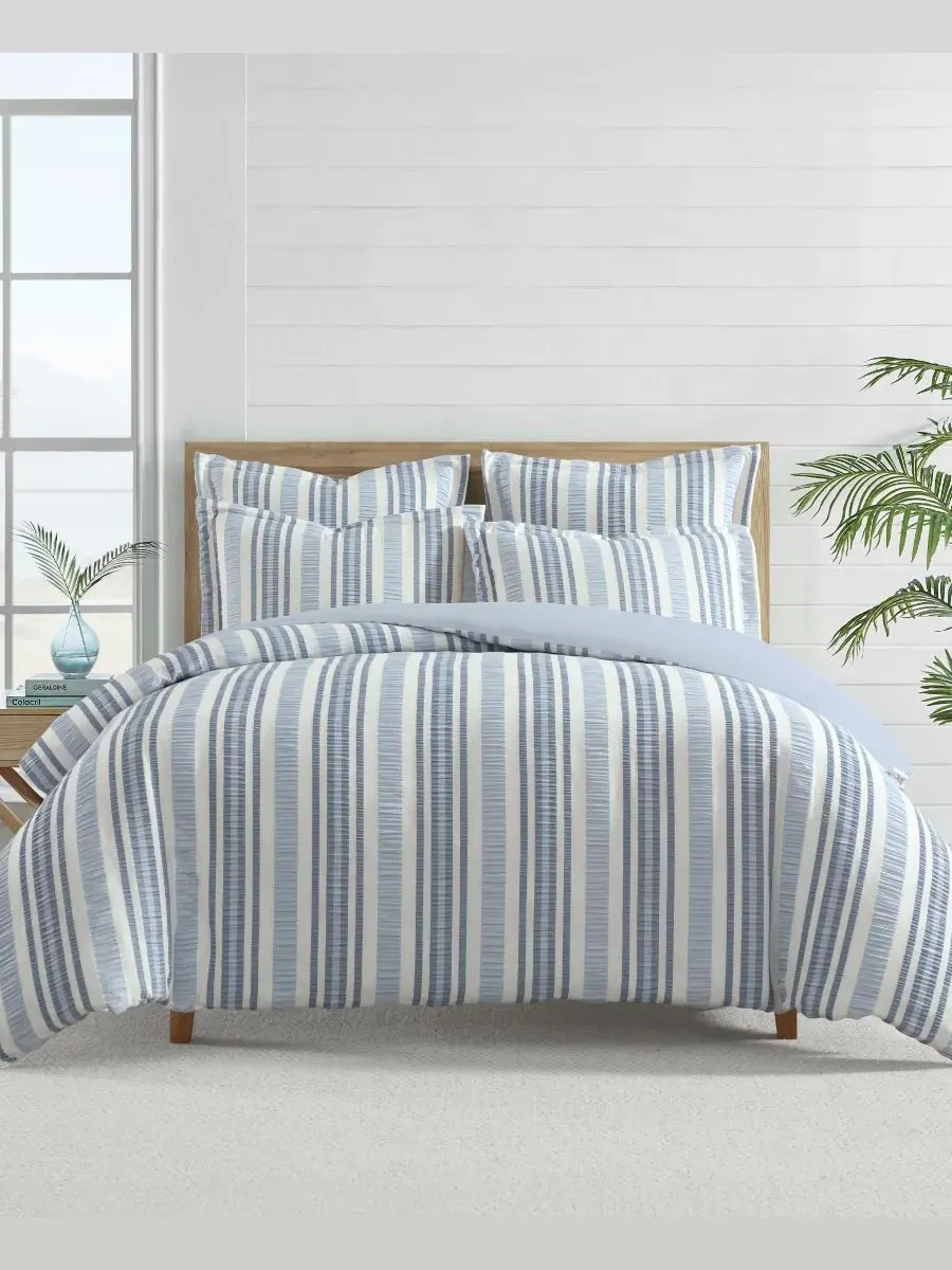 Комплект постельного белья Home Seaside Stripes Textured, 2 предмета, размер Twin Levtex — изображение 2 из 5, синий