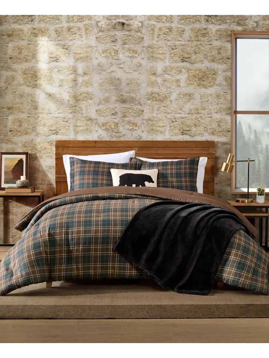 Комплект постельного белья Huntley Plaid Microfiber из 2 предметов, размер Twin Eddie Bauer — изображение 1 из 8, коричневый