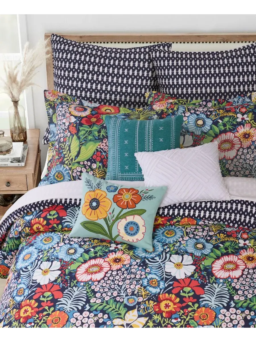 Комплекты постельного белья Home Night Garden с двусторонним пододеяльником Levtex — изображение 4 из 6, темно-синий