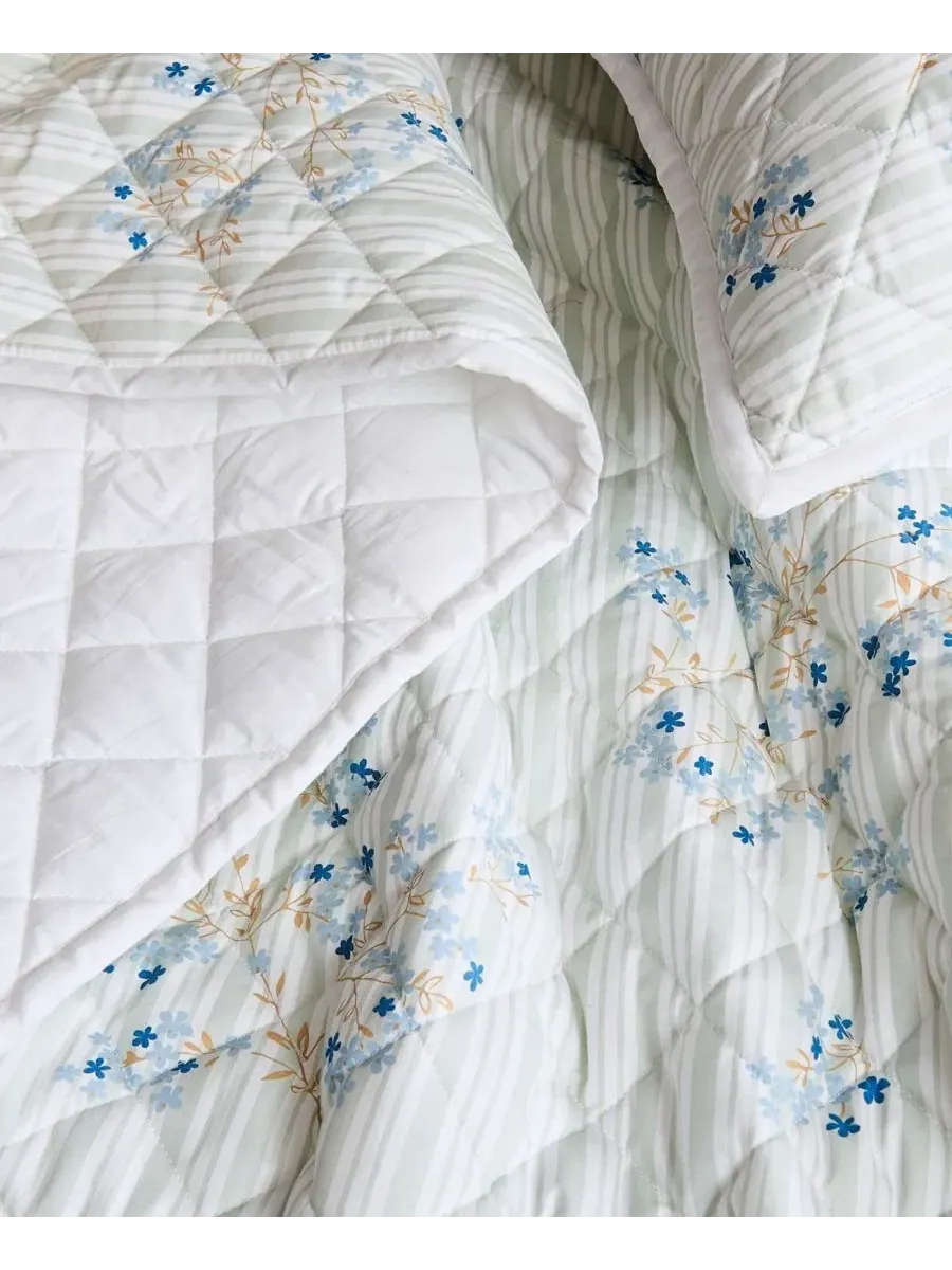 Комплект стеганого одеяла Emma Floral, 3 предмета, Full/Queen Cottage Classics — изображение 5 из 5, синий