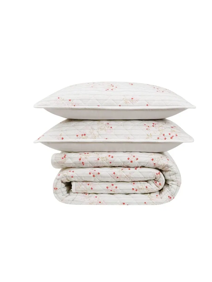 Комплект стеганого покрывала Emma Floral из 3 предметов Cottage Classics, Full/Queen — изображение 4 из 5, розовый