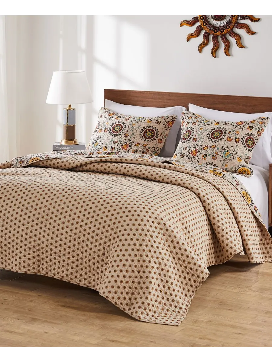 Двусторонний стеганый комплект из 5 предметов из хлопка Andorra, размер King Greenland Home Fashions — изображение 2 из 3