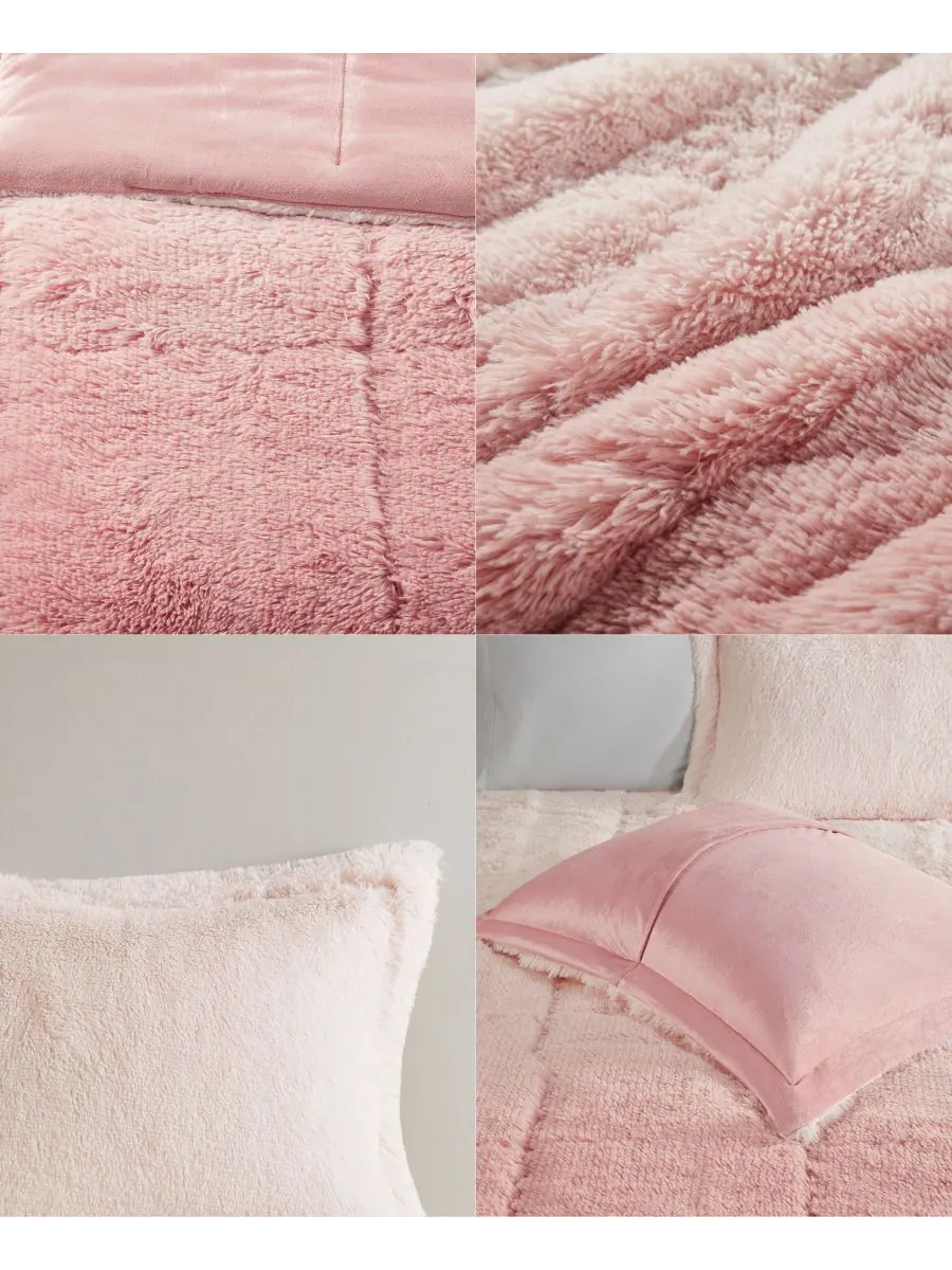 Комплект постельного белья Brielle Ombre из 3 предметов с пушистым искусственным мехом, размер — изображение 7 из 10