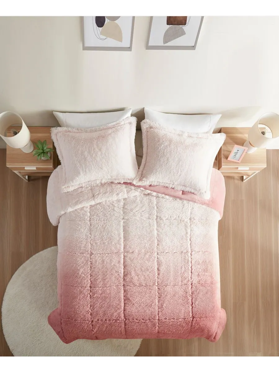 Комплект постельного белья Brielle Ombre из 3 предметов с пушистым искусственным мехом, размер — изображение 8 из 10