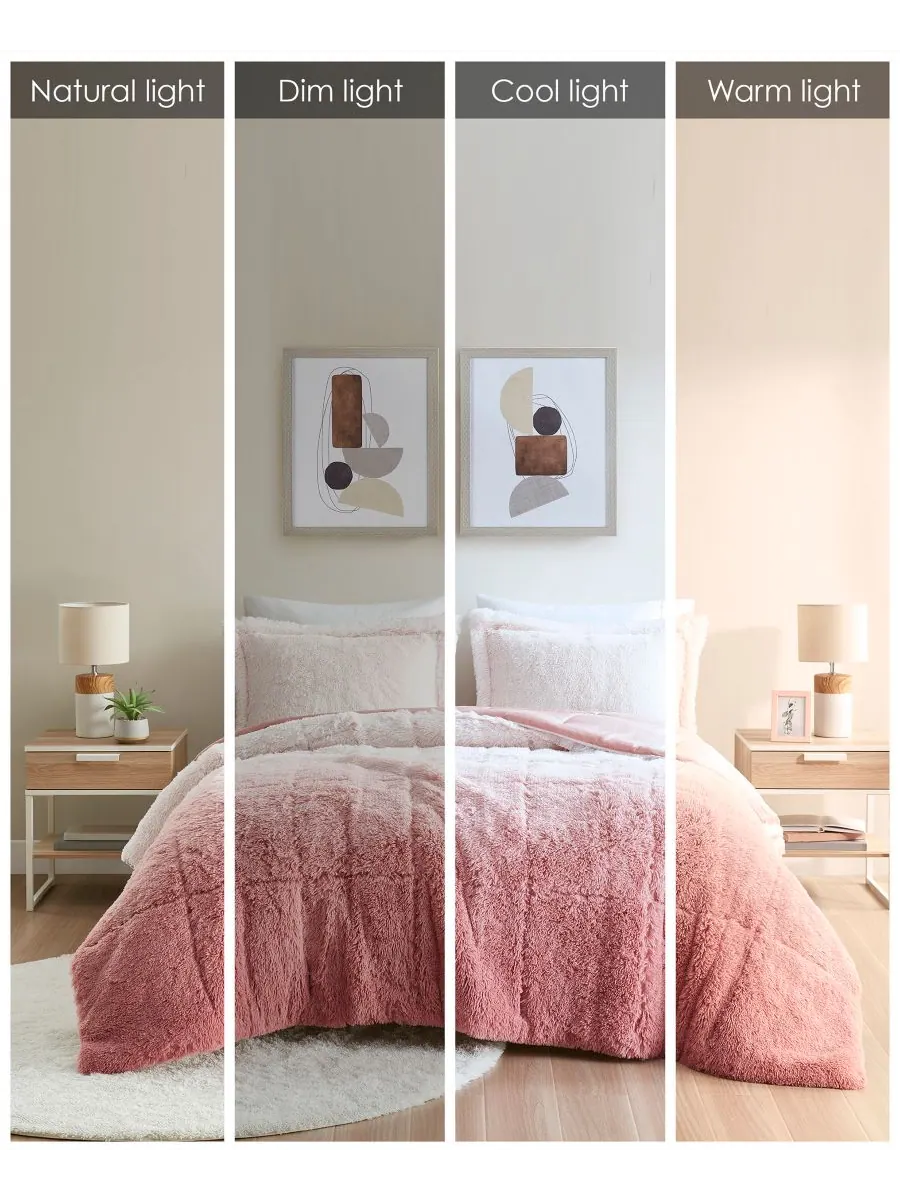Комплект постельного белья Brielle Ombre из 3 предметов с пушистым искусственным мехом, размер — изображение 9 из 10