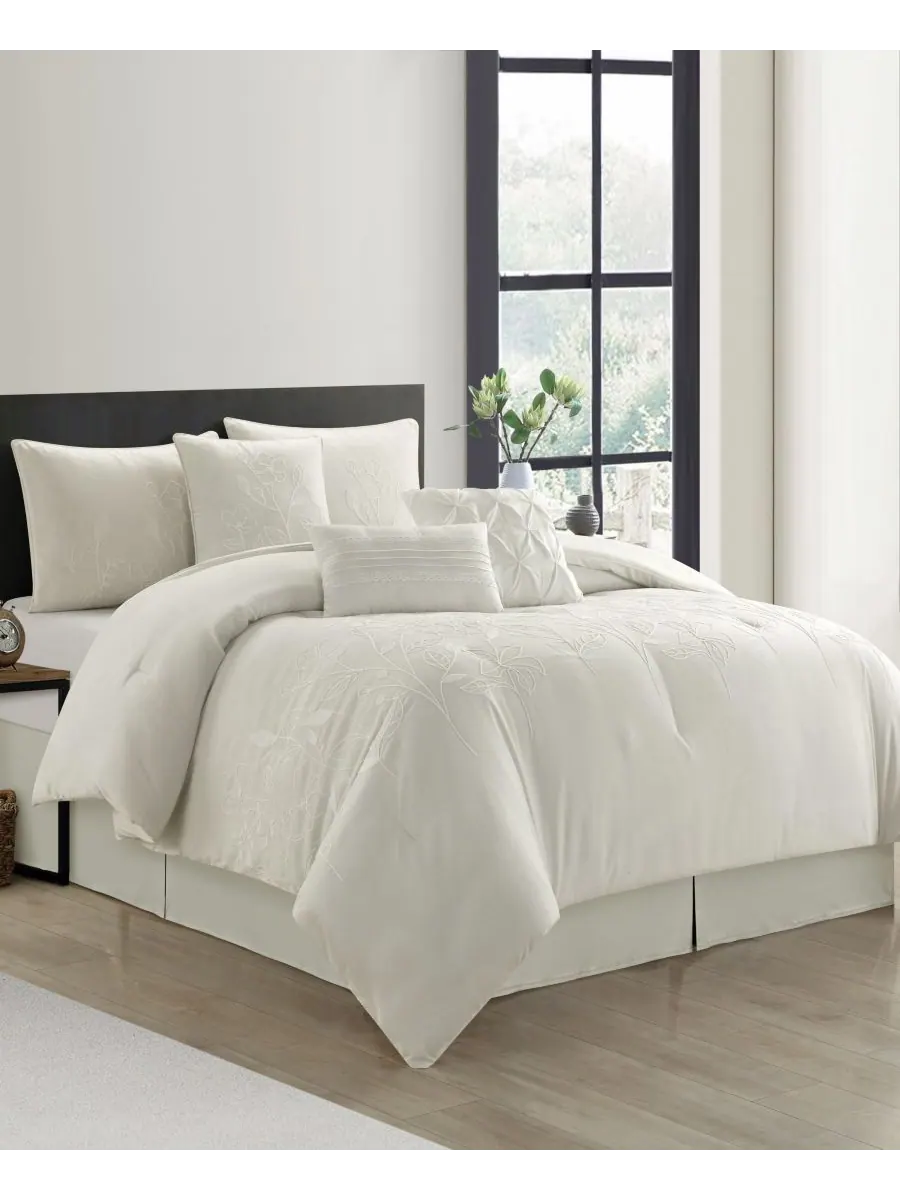 Комплект постельного белья Safina Floral из 7 предметов, размер Queen Stratford Park — изображение 3 из 5, бежевый